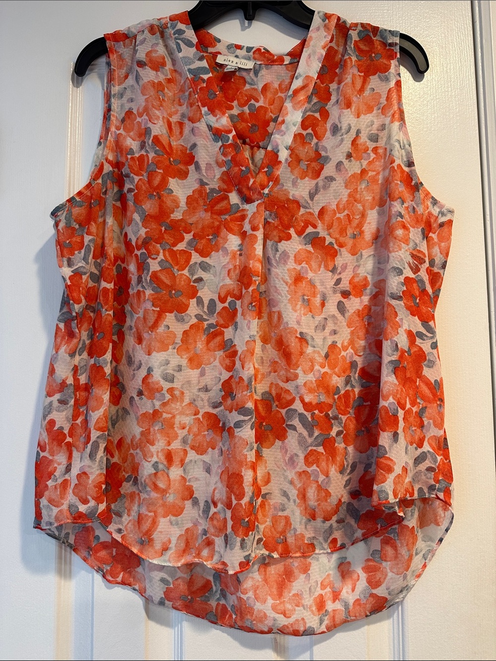 a new day Orange Floral V-Neck Sleeveless Camisole Top